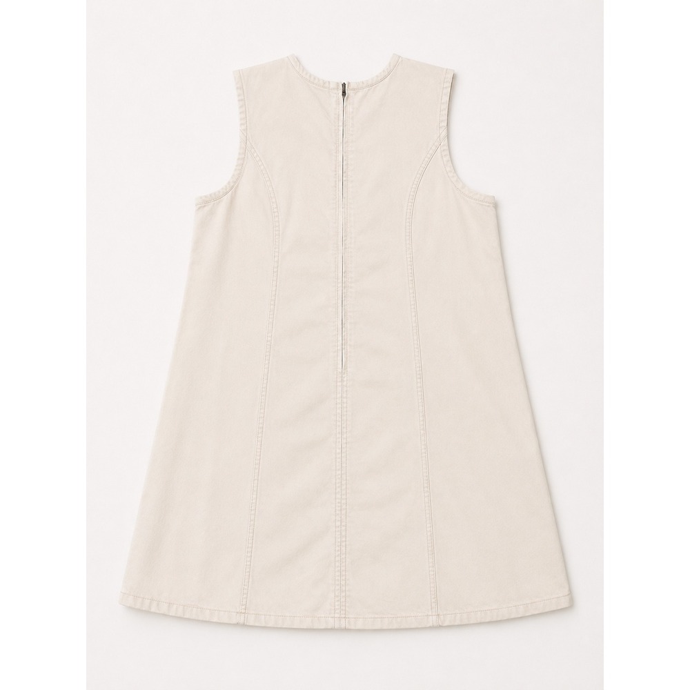 Abercrombie & Fitch Cream Denim Mini Shift Dress Sleeveless Off-White XL - Picture 2 of 4